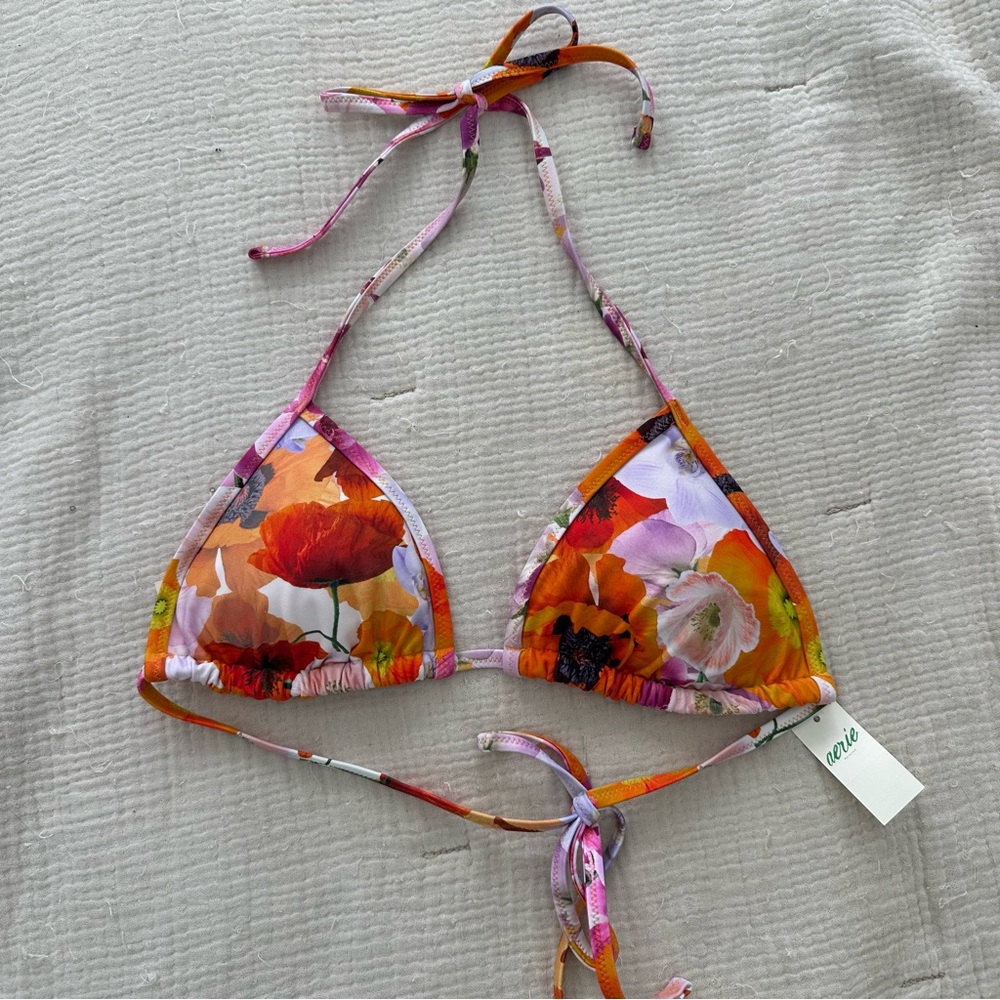Aerie Floral Triangle Bikini Top